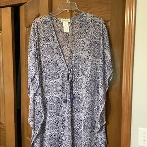 Jessica Simpson Blue Dolman Sleeve Tie Front Blouse